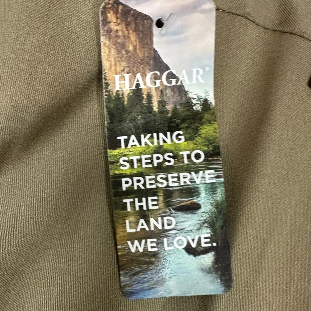NEW Haggar Pants Mens Mens 42X29 Tan Premium Comfort Dress Classic Fit Stretch